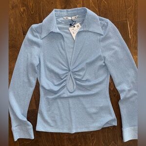 Zara shimmer Blue Long Sleeve Top